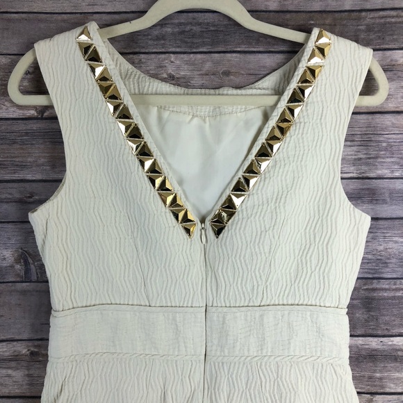 Milly New York ivory gold beaded sleeveless dress - Picture 6 of 8
